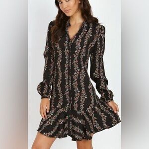 Free people floral Black Dress. S